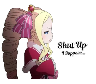 🤐 Beatrice Shut Up I Suppose... anime, shut up, tsundere, serious, cartoon, cute whatsapp sticker