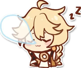 😪 Aether Genshin Impact zzz anime, chibi, sleeping, genshin impact, aether telegram sticker