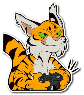 🎮 tiger, furry, gamer, controller, cartoon, animal, cat telegram sticker