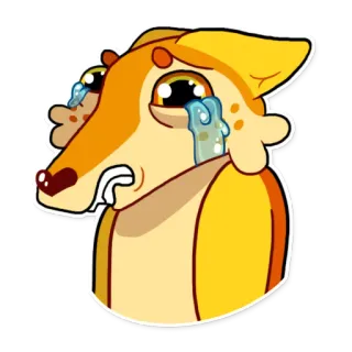 😢 triste, piangere, animale, cartone animato, adesivo, carino, illustrazione telegram sticker