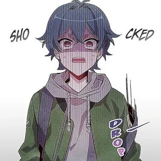 🫐 SHOCKED anime, manga, terkejut, ekspresi, anak laki-laki, kartun whatsapp sticker