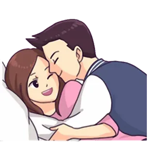 😃 couple, love, romance, cartoon, affection telegram sticker