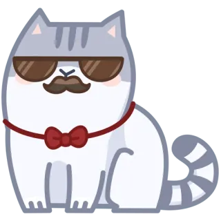 😎 gato, óculos de sol, gravata borboleta, bigode, fofo, animal telegram sticker