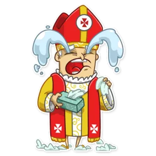 😭 crying, pope, sad, religious, cartoon telegram sticker