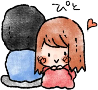 😍 ぴと kartun, hati, gadis, imut, kawaii, jepang, ilustrasi telegram sticker