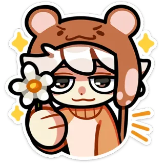 🌺 sticker, cute, anime, cartoon, character, bear, flower telegram sticker