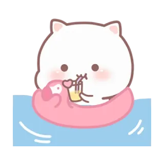 💗 Dibujo animado, Gato, Piscina, Verano, Bebida, Lindo, Kawaii, Flotador telegram sticker