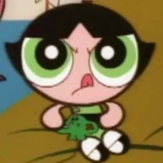 🕹 Buttercup The Powerpuff Girls Cartone animato, Le Superchicche, Verde, Arrabbiata, Ragazza telegram sticker