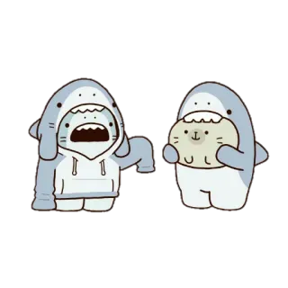 🙂 サメ, コスチューム, 猫, かわいい, 漫画, 動物, 面白い telegram sticker