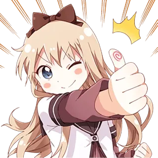 👍 Anime, Dziewczyna, Kciuk w górę, Słodkie, Ilustracja telegram sticker