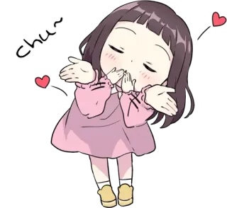 😘 chu~ จูบ, หัวใจ, อนิเมะ, น่ารัก, ผู้หญิง, ทักทาย telegram sticker
