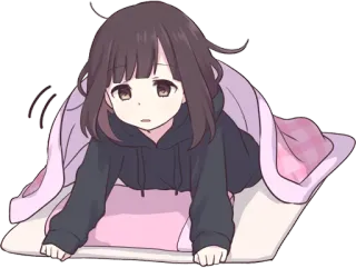 😪 anime, girl, blanket, cute, kawaii telegram sticker
