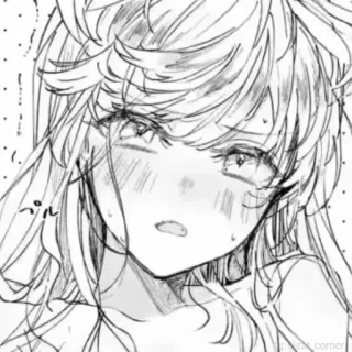 🥺 プル Anime, Dziewczyna, Pot, Rumieniec, Manga, Szkic telegram sticker