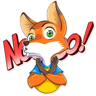 🙅 No! fox, no, rejection, cartoon, animal, cross arms telegram sticker
