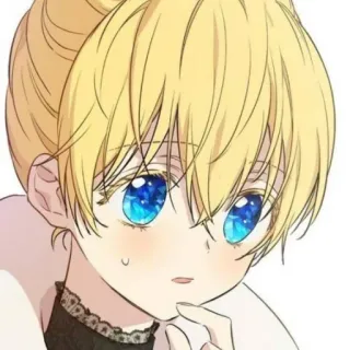 👑 fille anime, cheveux blonds, personnage de dessin animé, femme, portrait telegram sticker