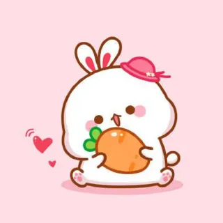 🍼 conejo, zanahoria, lindo, animal, kawaii telegram sticker
