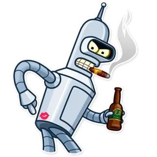😠 Bender Futurama робот, мультфильм, пиво, сигара, Футурама whatsapp sticker