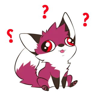 😛 volpe, domanda, carino, animale, cartone animato, adesivo whatsapp sticker