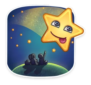😋 звезда, ночь, небо, мультфильм, сон, друзья, смотрят, счастливый whatsapp sticker
