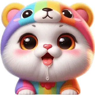 😋 niedźwiedź, słodki, tęcza, zwierzę, naklejka whatsapp sticker