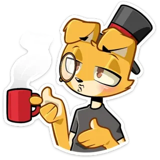 ☕️ anjing, kopi, monokel, topi tinggi, kartun, stiker telegram sticker