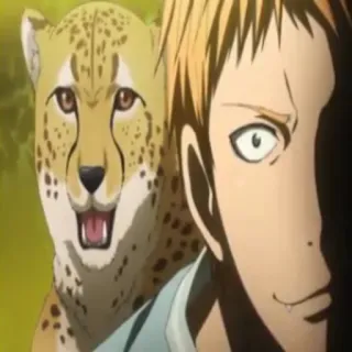 😉 cheetah, anime, animal, man, cartoon telegram sticker