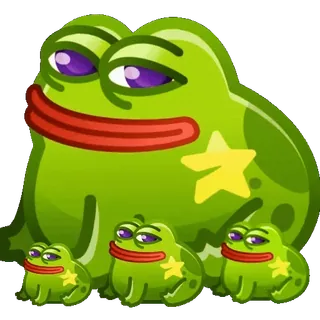 🐸 Frosch, Cartoon, Tier, Grün, Sterne, süß telegram sticker