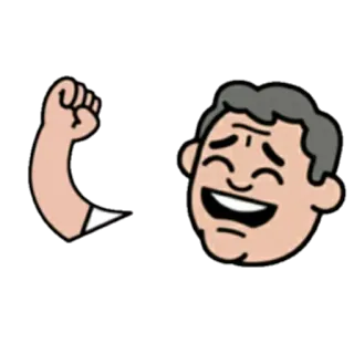 😎 만화, 남자, 팔, 주먹, 미소, 쾌활한 telegram sticker
