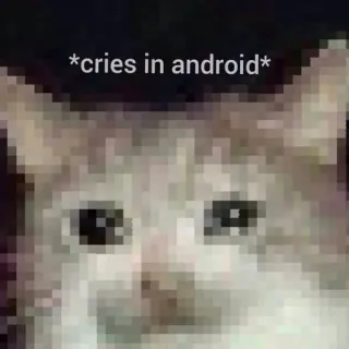 🎐 *cries in android* kucing, android, meme, menangis, sedih, lucu whatsapp sticker