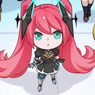 💖 ちび, アニメ, キャラクター, ピンク髪, ゲーム whatsapp sticker