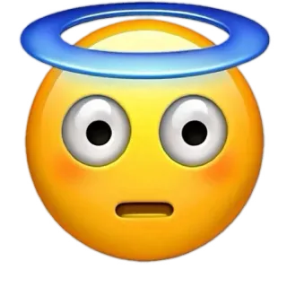 😇 Emoji, Thiên thần, Ngây thơ, Vầng hào quang, Màu vàng, Khuôn mặt whatsapp sticker