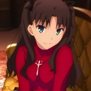 🙂 Rin Tohsaka Fate/stay night Anime, Cartone animato, Personaggio, Ragazza, Rin Tohsaka, Fate/stay night telegram sticker