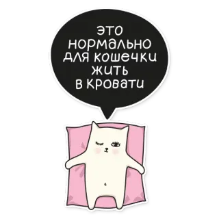 😴 ЭТО
НОРМАЛЬНО
ДЛЯ КОШЕЧКИ
ЖИТЬ
В КРОВАТИ Katze, Bett, Schlafen, Russisch, Aufkleber, Süß telegram sticker