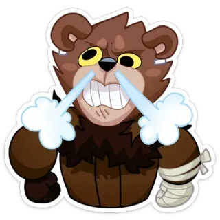 😡 Bär, wütend, Cartoon, Verband, verärgert telegram sticker