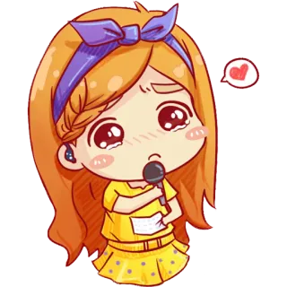 😭 Desenho animado, Garota, Microfone, Cantando, Bonito, Anime, Expressão, Emocional whatsapp sticker