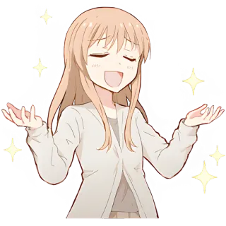 🤷‍♀ 애니메이션, 소녀, 반짝이, 행복한, 귀여운, 쾌활한 telegram sticker