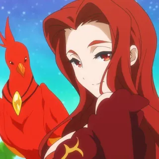 🗡 Anime, Rambut merah, Wanita, Burung, Kartun telegram sticker