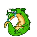 😢 coccodrillo, triste, piangendo, cartone animato, rettile, lacrime whatsapp sticker