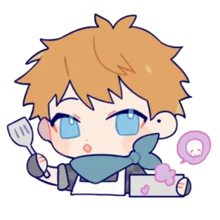 🙂 memasak, koki, spatula, anime, imut telegram sticker