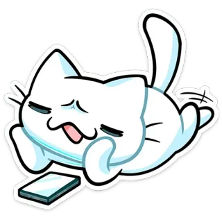 😌 cat, animal, cute, sleepy, white cat telegram sticker