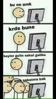 😶 bu ne amk
krd bune
beyler gelin sakat galiba
vay amk sakatına bak meme, quadrinhos, bonecos de palito, insultante, ofensivo telegram sticker