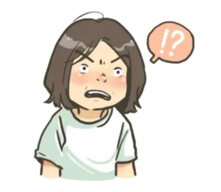 😧 !?  만화, 캐릭터, 혼란스러움, 질문, 외침 whatsapp sticker