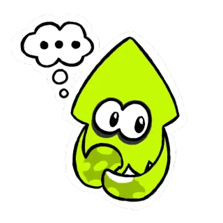 💭 lula, verde, adesivo, desenho animado, pensando, fofo telegram sticker