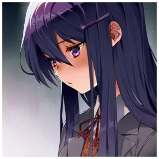 😔 Yuri Doki Doki Literature Club! Anime, Mädchen, Süß, Doki Doki Literature Club, Yuri telegram sticker
