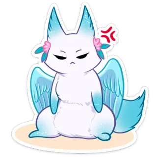 😠 zorro, lindo, kawaii, alado, animal telegram sticker