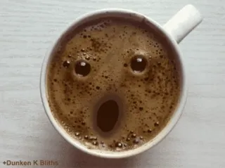 ☕ Dunken K Bliths kaffee, gesicht, schockiert, getränk, getränk, tasse telegram sticker