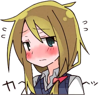 😳 へへ garota anime, corar, envergonhado/a, fofo/a, texto japonês telegram sticker