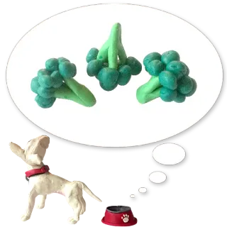 🌱 dog, broccoli, food, animal, pet, thinking, dream telegram sticker