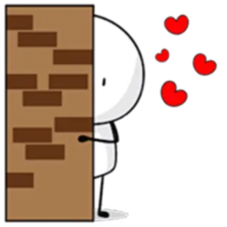👀 miłość, serce, ściana, kreskówka, postać telegram sticker