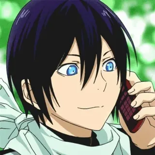 💈 Yato Noragami Anime, Personage, glimlachend, bellend, telefoon, Noragami, Yato whatsapp sticker